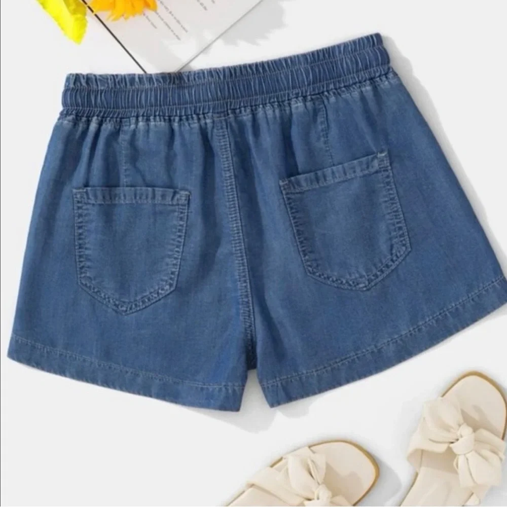 Emory Rose Tencel Denim Blue Shorts NWT - Picture 3 of 10